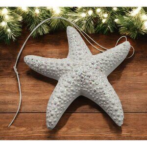 Vitnage White Starfish Christmas Tree Ornament Glitter Accent Beach Nautical